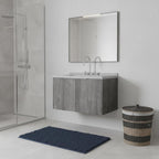 36" Gray Wood Floating Double Door Bathroom Vanity With White Sink