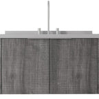 36" Gray Wood Floating Double Door Bathroom Vanity With White Sink
