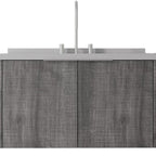 36" Gray Wood Floating Double Door Bathroom Vanity With White Sink
