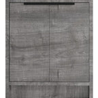 24" Gray Wood Freestanding Double Door Bathroom Vanity With White Sink