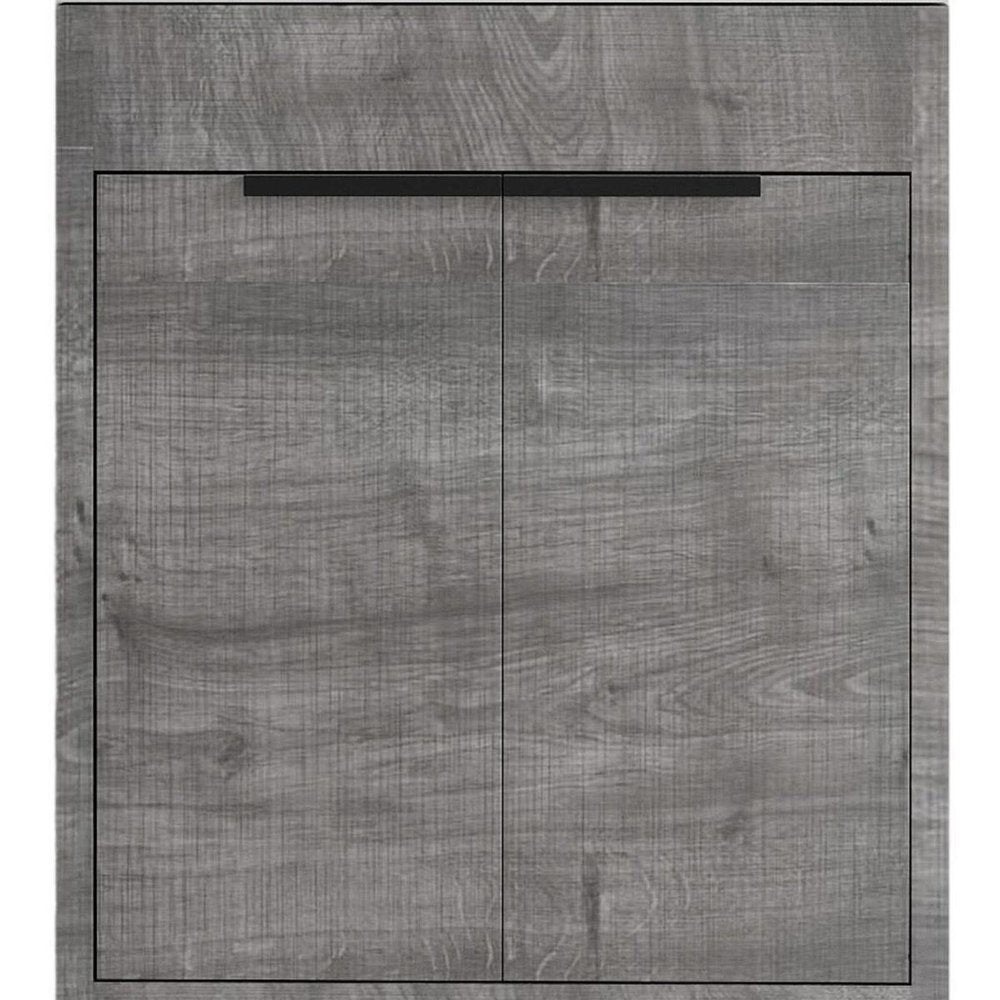 24" Gray Wood Freestanding Double Door Bathroom Vanity With White Sink