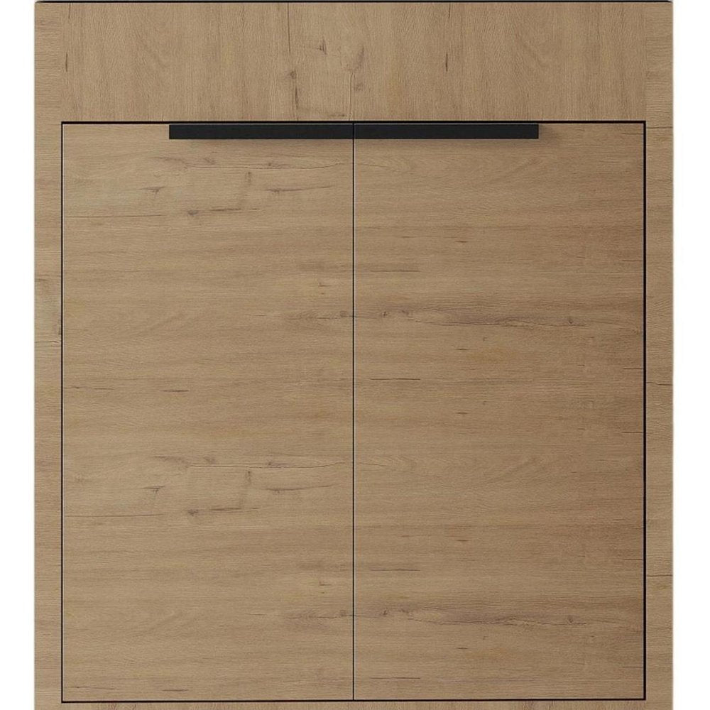 24" Brown Wood Freestanding Double Door Bathroom Vanity With White Sink
