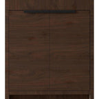 24" Brown Wood Freestanding Double Door Bathroom Vanity With White Sink