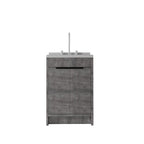 24" Gray Wood Freestanding Double Door Bathroom Vanity With White Sink