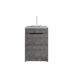 24" Gray Wood Freestanding Double Door Bathroom Vanity With White Sink