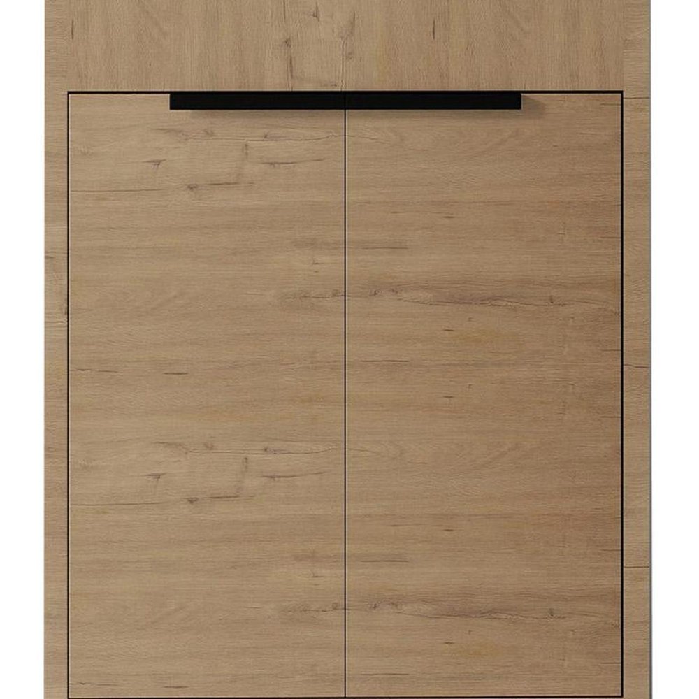 24" Brown Wood Freestanding Double Door Bathroom Vanity With White Sink