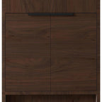 30" Brown Wood Freestanding Double Door Bathroom Vanity With White Sink