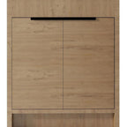 30" Brown Wood Freestanding Double Door Bathroom Vanity With White Sink