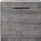 36" Gray Wood Freestanding Double Door Bathroom Vanity With White Sink