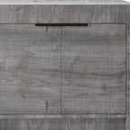 36" Gray Wood Freestanding Double Door Bathroom Vanity With White Sink