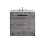 36" Gray Wood Freestanding Double Door Bathroom Vanity With White Sink