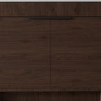 36" Brown Wood Freestanding Double Door Bathroom Vanity With White Sink