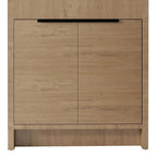 36" Brown Wood Freestanding Double Door Bathroom Vanity With White Sink