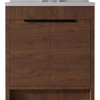 36" Brown Wood Freestanding Double Door Bathroom Vanity With White Sink