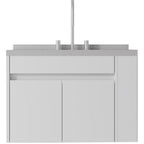 30" White Wood Floating Double Door Bathroom Vanity With Sink