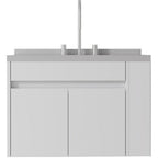 30" White Wood Floating Double Door Bathroom Vanity With Sink