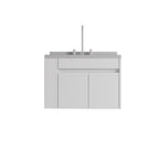 30" White Wood Floating Double Door Bathroom Vanity With Sink