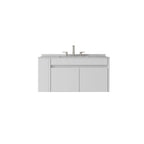 36" White Wood Floating Double Door Bathroom Vanity With Sink