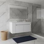 36" White Wood Floating Double Door Bathroom Vanity With Sink