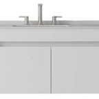 36" White Wood Floating Double Door Bathroom Vanity With Sink