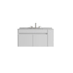 36" White Wood Floating Double Door Bathroom Vanity With Sink