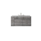 36" Gray Wood Floating Double Door Bathroom Vanity With White Sink