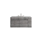 36" Gray Wood Floating Double Door Bathroom Vanity With White Sink