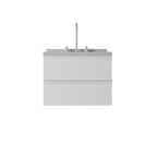 24" White Wood Floating Bathroom Vanity With Sink And Two Drawers