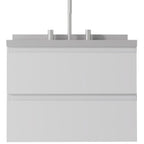 24" White Wood Floating Bathroom Vanity With Sink And Two Drawers