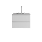 24" White Wood Floating Bathroom Vanity With Sink And Two Drawers