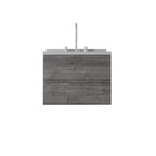 24" Gray Wood Floating Bathroom Vanity With White Sink And Two Drawers