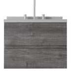 24" Gray Wood Floating Bathroom Vanity With White Sink And Two Drawers