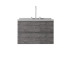 30" Gray Wood Floating Bathroom Vanity With White Sink And Two Drawers