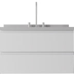 36" White Wood Floating Bathroom Vanity With Sink And Two Drawers
