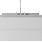 36" White Wood Floating Bathroom Vanity With Sink And Two Drawers
