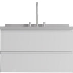 36" White Wood Floating Bathroom Vanity With Sink And Two Drawers