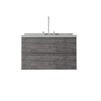 36" Gray Wood Floating Bathroom Vanity With White Sink And Two Drawers