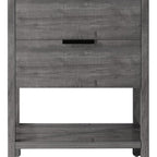 24" Gray Wood Freestanding Bathroom Vanity With White Sink And Two Drawers