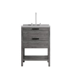 24" Gray Wood Freestanding Bathroom Vanity With White Sink And Two Drawers
