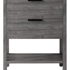 30" Gray Wood Freestanding Bathroom Vanity With White Sink And Two Drawers