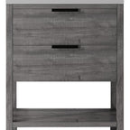 30" Gray Wood Freestanding Bathroom Vanity With White Sink And Two Drawers
