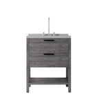 30" Gray Wood Freestanding Bathroom Vanity With White Sink And Two Drawers