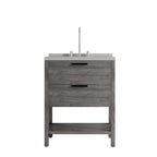 30" Gray Wood Freestanding Bathroom Vanity With White Sink And Two Drawers