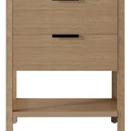 30" Brown Wood Freestanding Bathroom Vanity With White Sink And Two Drawers