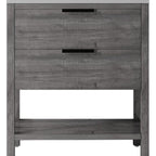 36" Gray Wood Freestanding Bathroom Vanity With White Sink And Two Drawers