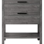 36" Gray Wood Freestanding Bathroom Vanity With White Sink And Two Drawers