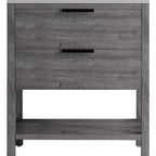 36" Gray Wood Freestanding Bathroom Vanity With White Sink And Two Drawers