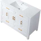 48" White Wood Freestanding Four Door Bathroom Vanity With Sink And Four Drawers