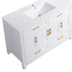 48" White Wood Freestanding Four Door Bathroom Vanity With Sink And Four Drawers