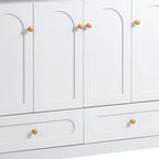 48" White Wood Freestanding Four Door Bathroom Vanity With Sink And Two Drawers